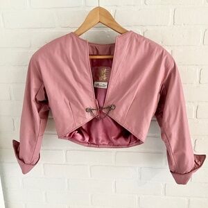 Vintage Y2K Real Leather Jacket The Ranch Crop Lions chain Pink Mobwife 0